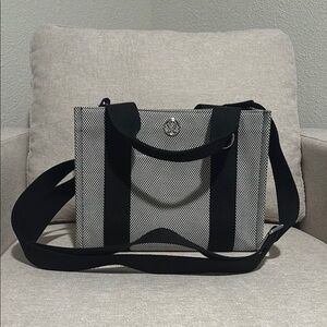 Lululemon Athletica Black and White Tote Bag with Minimalist Design